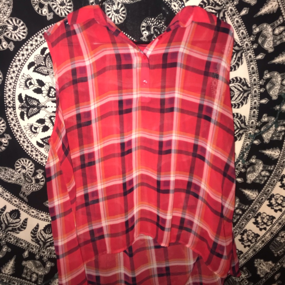 Plaid sheer tee